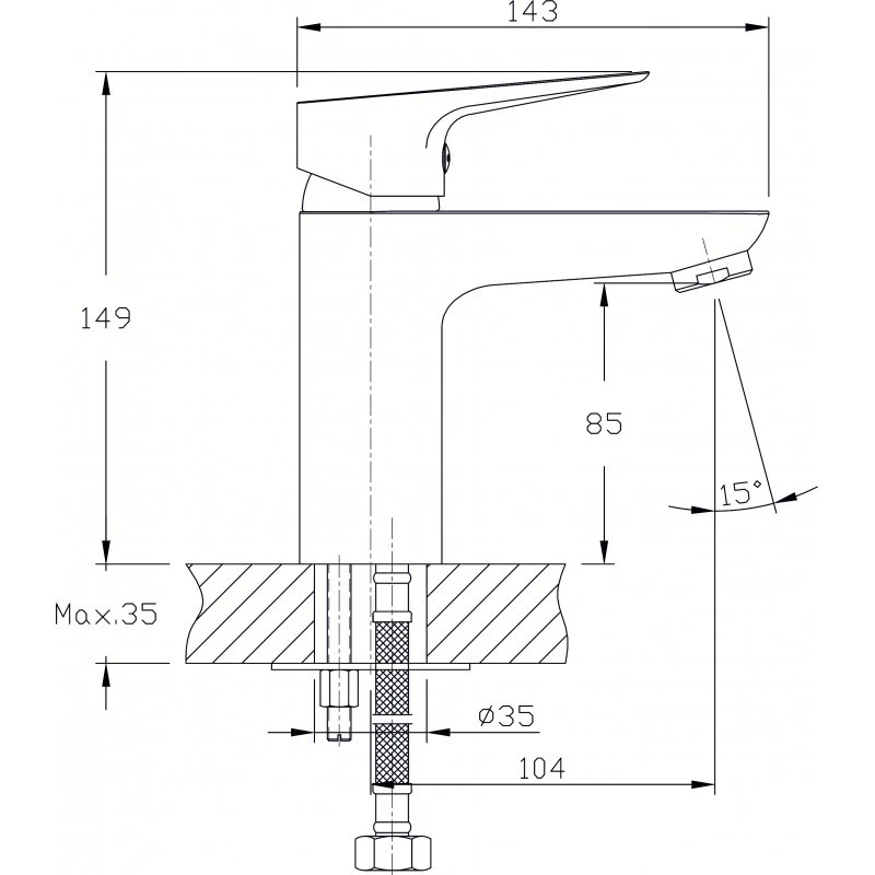Смесител Inter Ceramic Luxurious Доувър ICF 1001007, Стоящ, За умивалник, Едноръкохватков